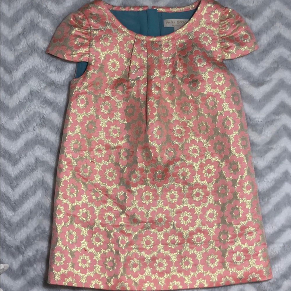 Mini Boden Peach and Gold Shiny Dress